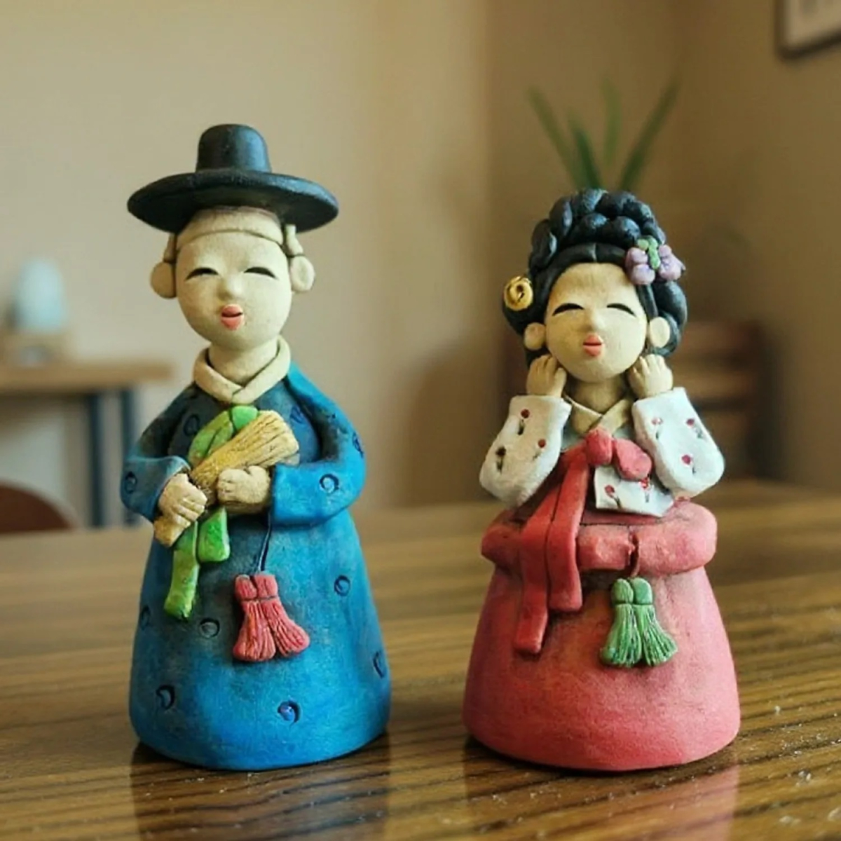 Korea Hwang Jini Traditional Korean Pottery Doll 2P Set