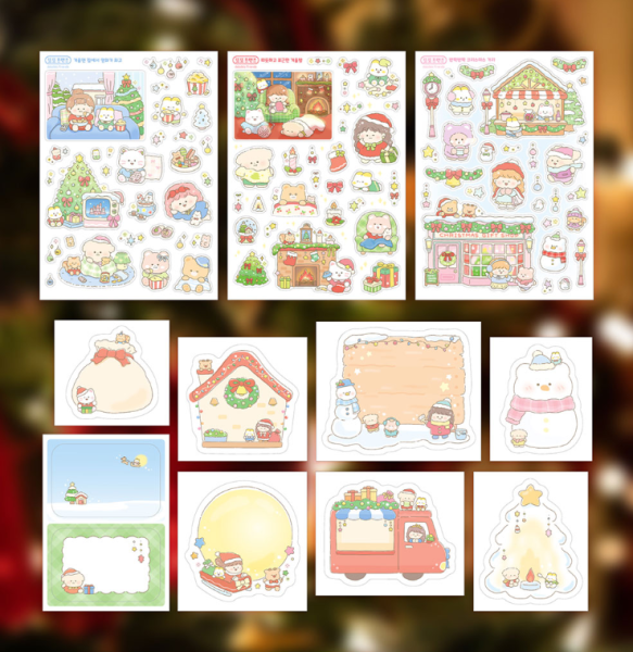 DDODDO.FRIENDS Colorful Christmas Sticker Pack Set
