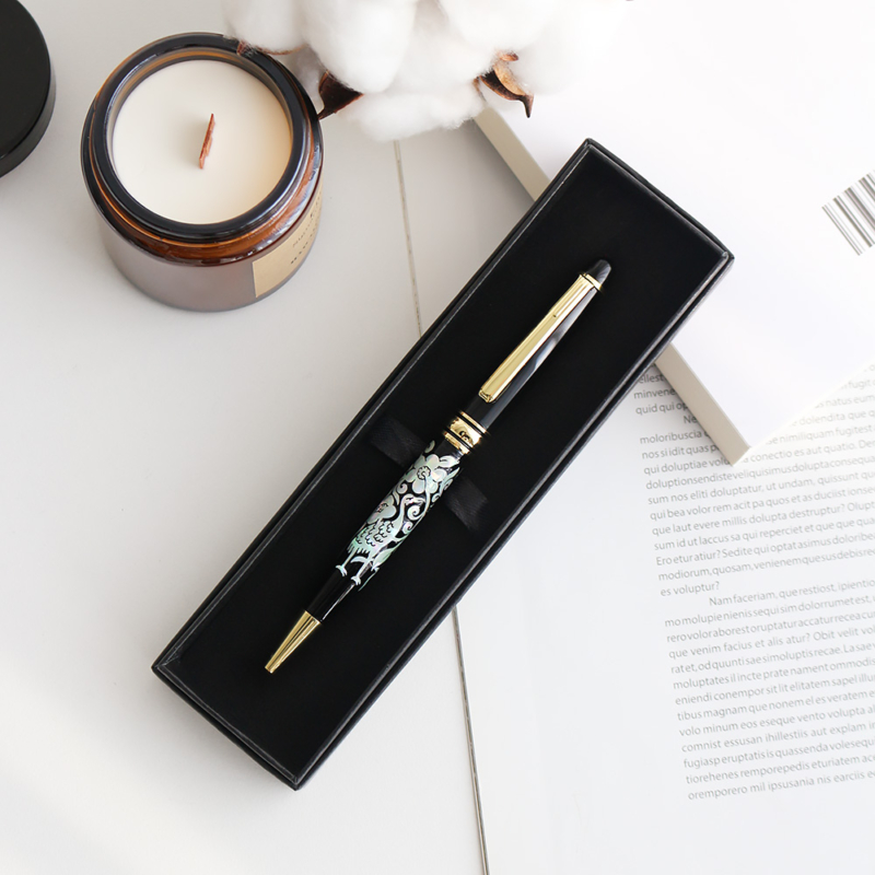 Alternative view of Korean Traditional Mother-of-Pearl Ballpoint Pen Flower & Crane
