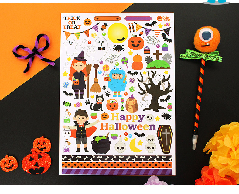 DOTORICLASS Halloween Deco Stickers – 2 Sheets