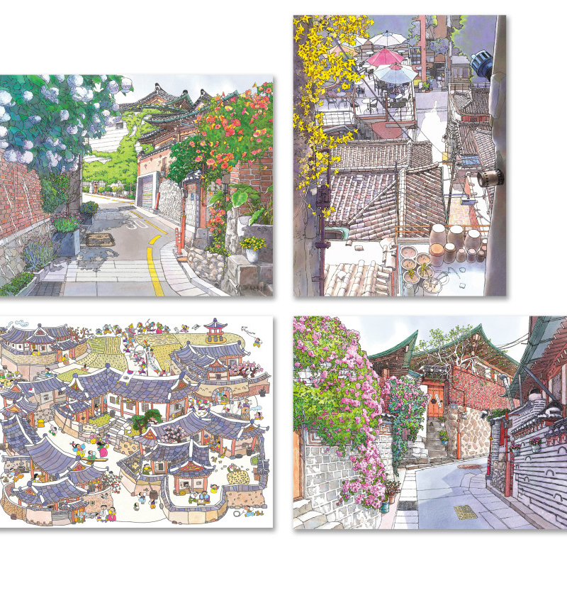 Watercolor Postcard Set – Bukchon Hanok Village 05–08 (Set of 4)