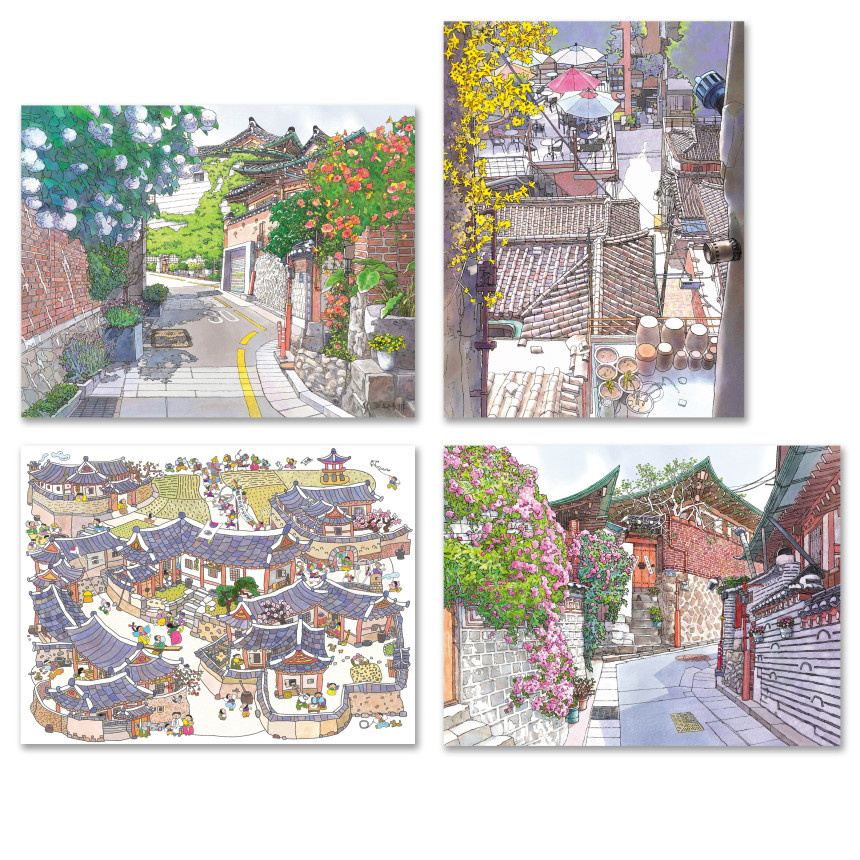 Watercolor Postcard Set – Bukchon Hanok Village 05–08 (Set of 4)