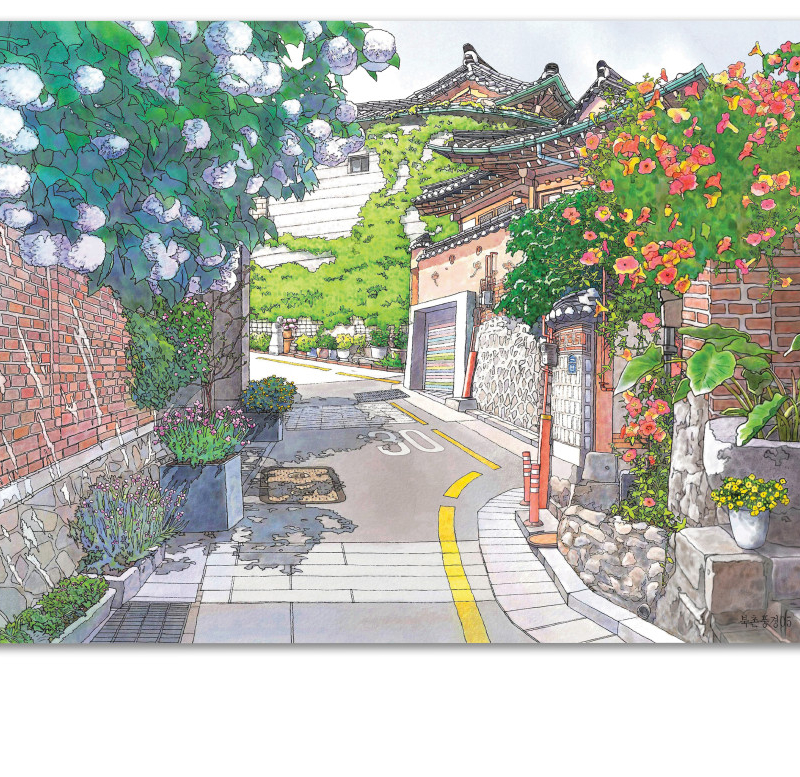Alternative view of Watercolor Postcard Set – Bukchon Hanok Village 05–08 (Set of 4)