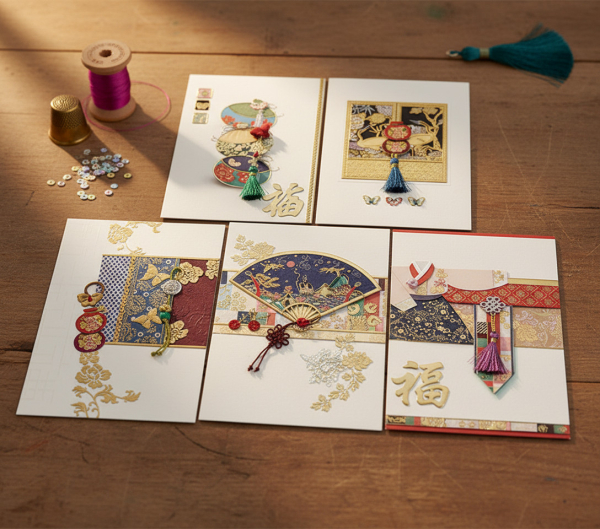 Traditional Korean New Year Cards (Set of 5)