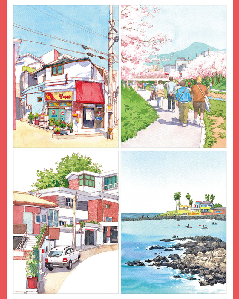 Alternative view of Village Scenery: Urban Sketch Watercolor Coloring Book