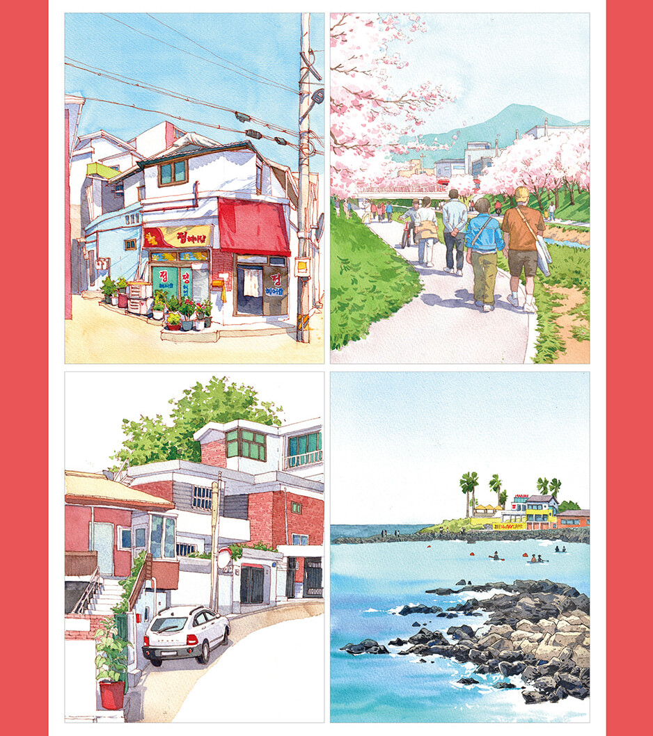 Alternative view of Village Scenery: Urban Sketch Watercolor Coloring Book