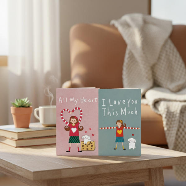 CALLIM Calligraphy Cards – "ALL MY HEART" & "I LOVE YOU THIS MUCH" Set