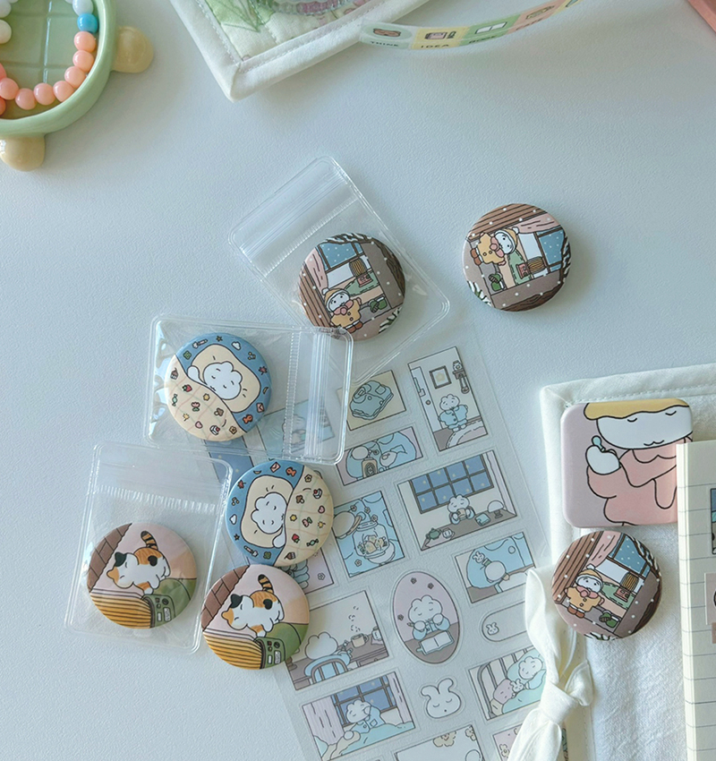 Alternative view of CATBBANG Pin Button – Stove, Dreamland, Snowy Day