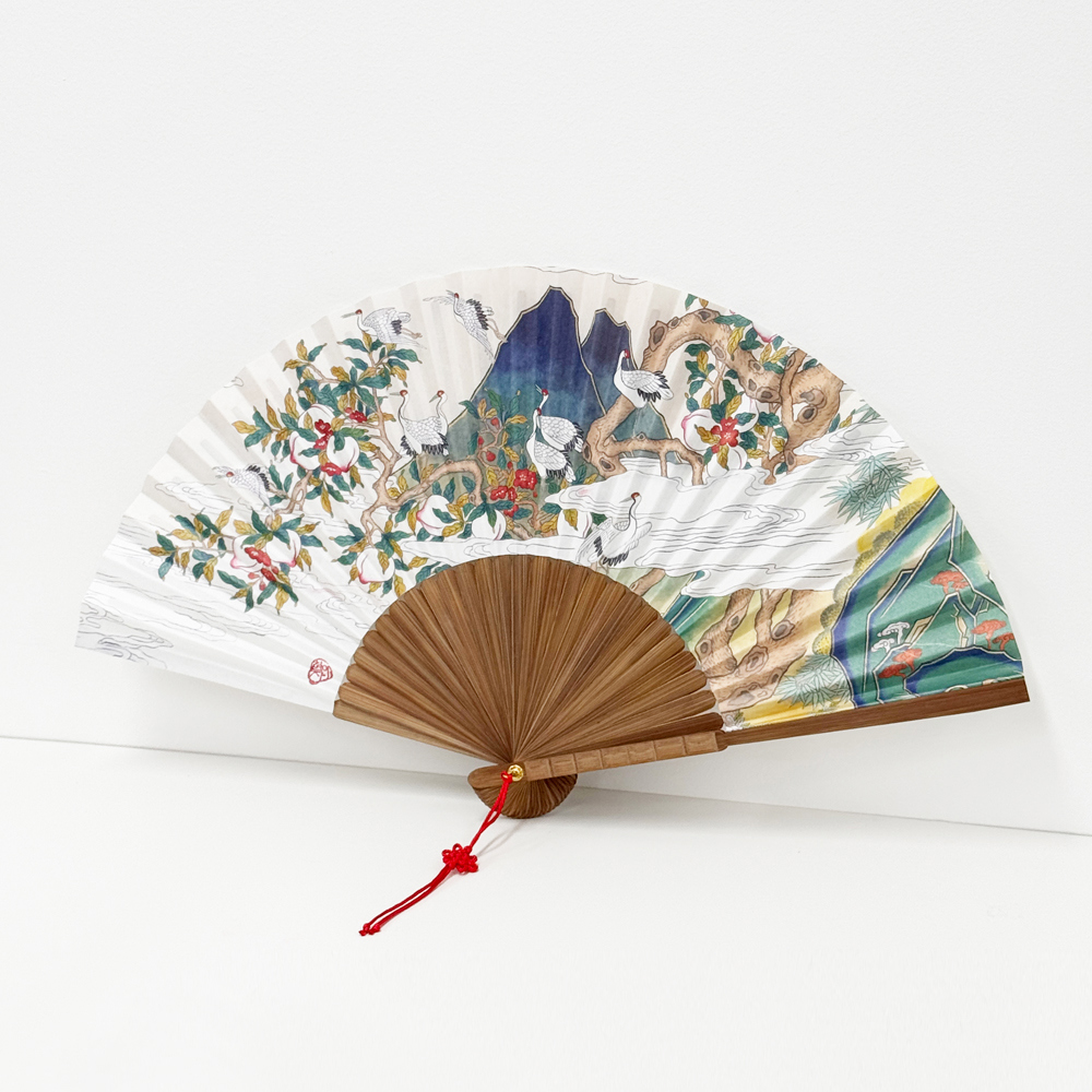 Traditional Minhwa Folding Fan – Haehak Bandodo (Korean Paper Fan)
