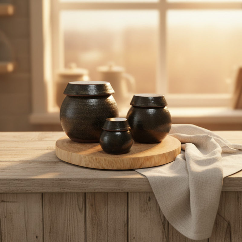 Korean Handmade Mini Ceramic Jar – Salt & Spice Pot, Traditional Icheon Pottery