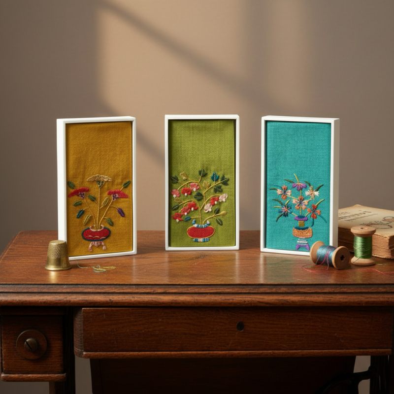 Embroidered Auspicious Foral Patterns Handkerchief