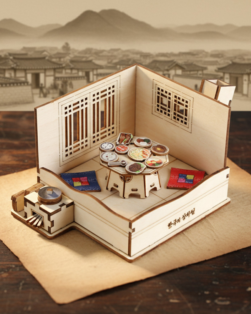 Alternative view of Korean Traditional Table Setting Wooden Assembly Kit