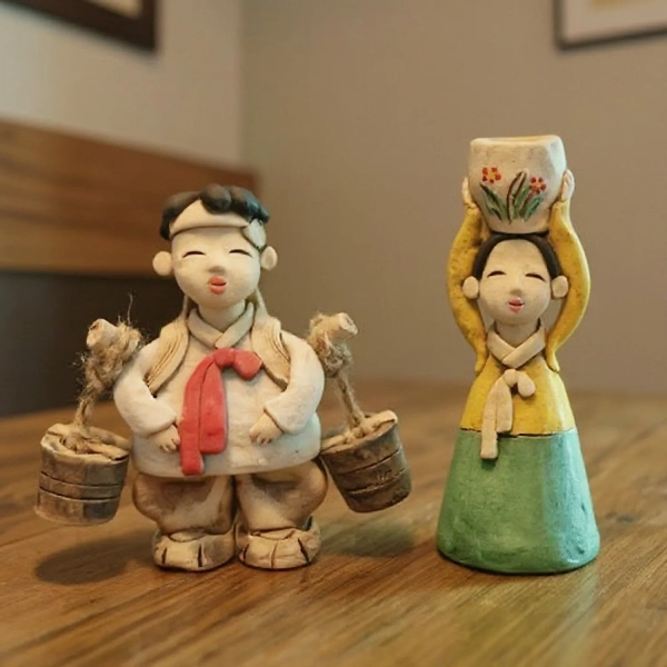 Korean Miniature Water Carrier Dolls Muljige Set