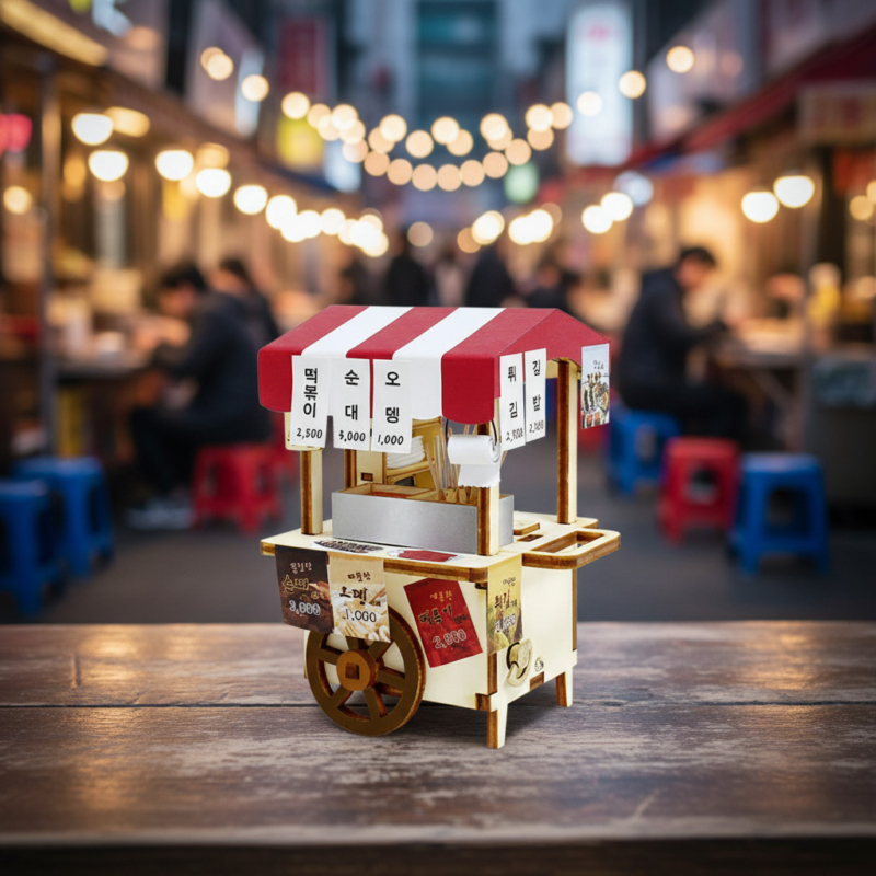 Wooden Music Box Puzzle – Korean Street Food Cart
