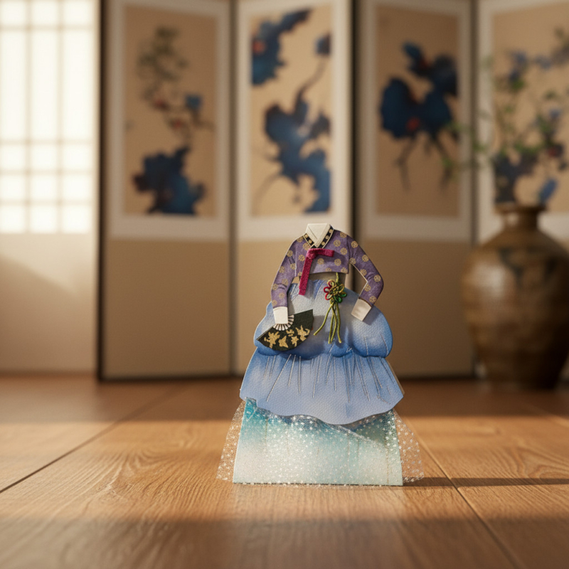 Traditional Korean Hanbok 3D Stand Card – Elegant Lady (045-SH-0002)