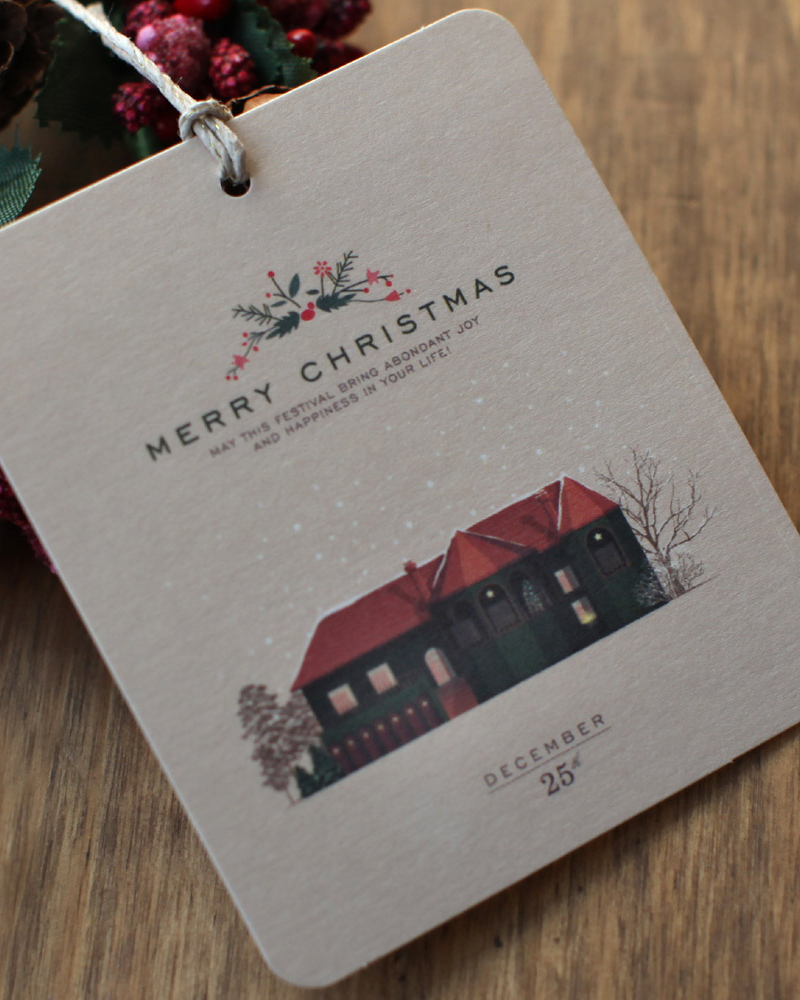 Alternative view of Christmas Tag Set – Snow Village (2 Sets, Total 8 Tags)