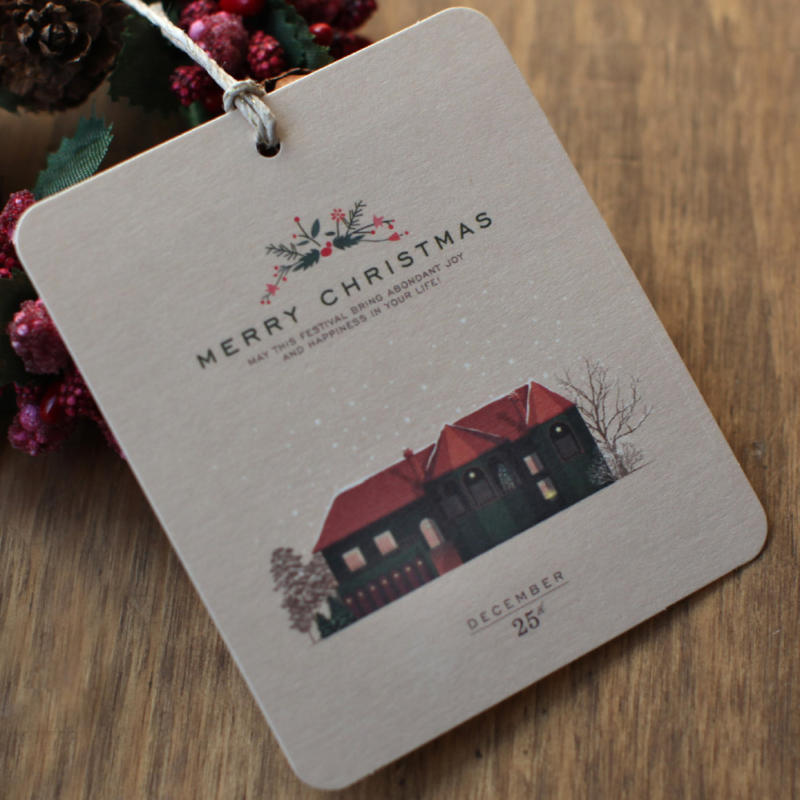 Alternative view of Christmas Tag Set – Snow Village (2 Sets, Total 8 Tags)