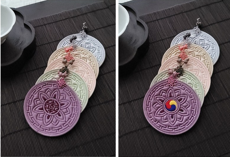 Korean Traditional Lotus Flower Coaster Set 5P