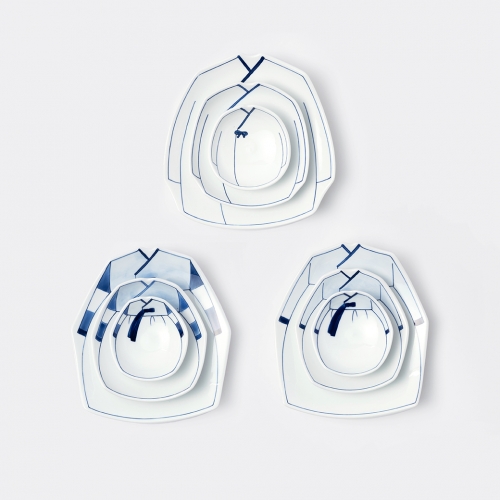 Hanbok Porcelain Plate Set (Small/Medium/Large) - 3 Piece Set