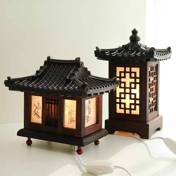 Korean Traditional Hanok Tile Roof Hanji Mood Lamp