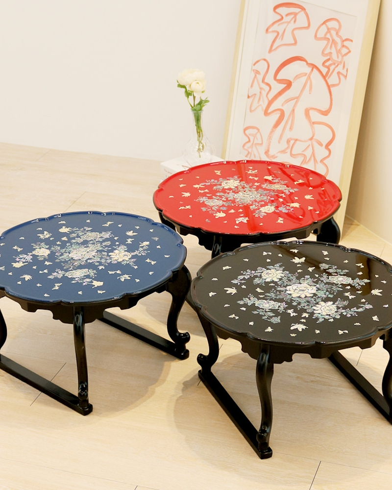 Najeonchilgi Mother-of-Pearl Hojokban Tea Table 45cm Peony Design