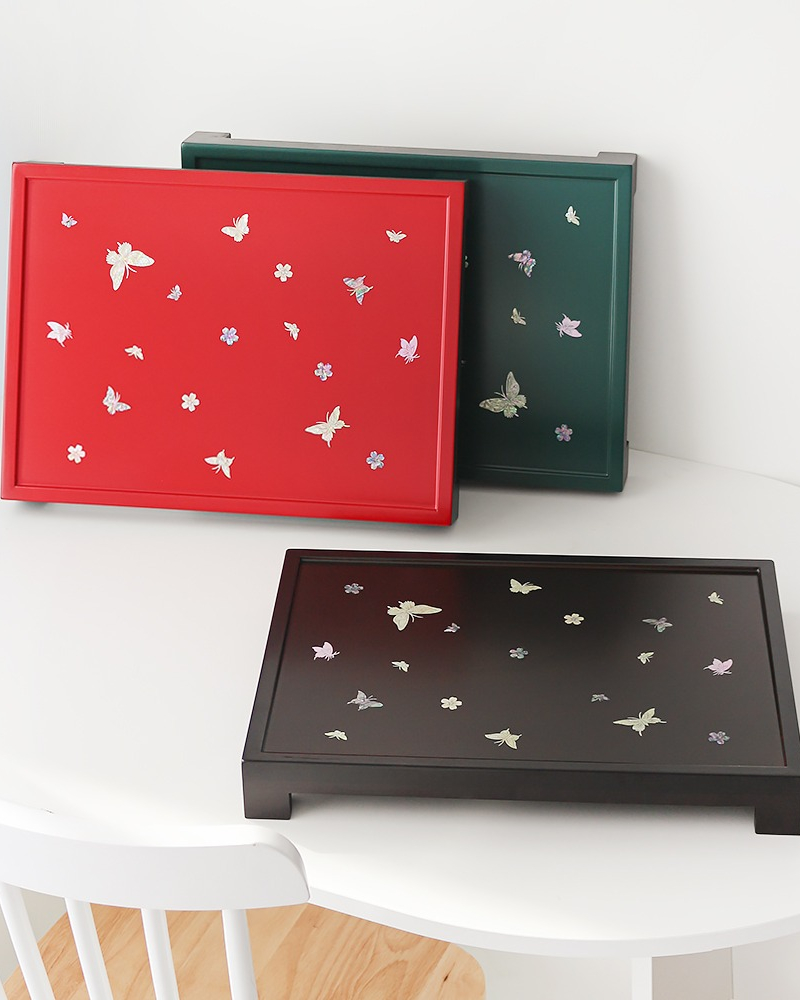 Najeonchilgi Mother-of-Pearl Butterfly Tea Tray - Antique Style Rectangle