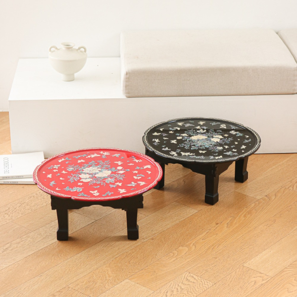 Najeonchilgi Vivid Butterfly Peony Round Folding Table 45cm