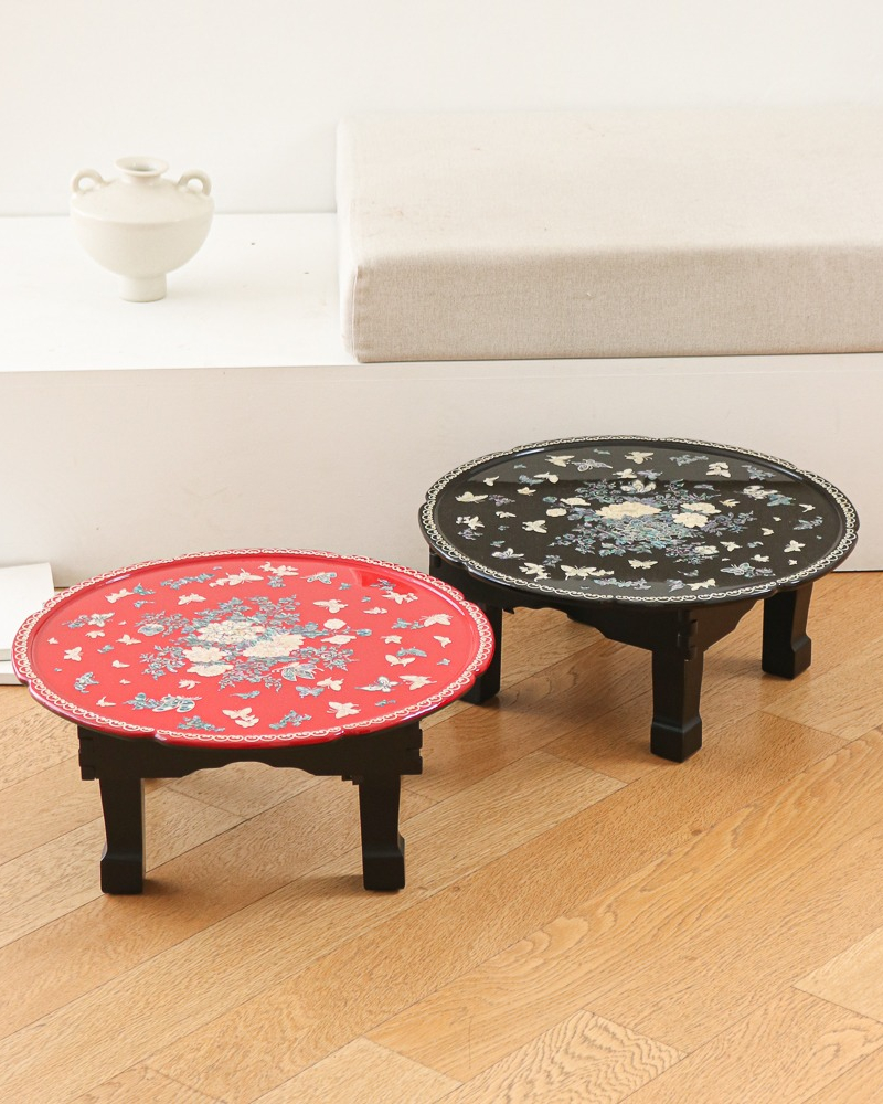 Najeonchilgi Vivid Butterfly Peony Round Folding Table 45cm