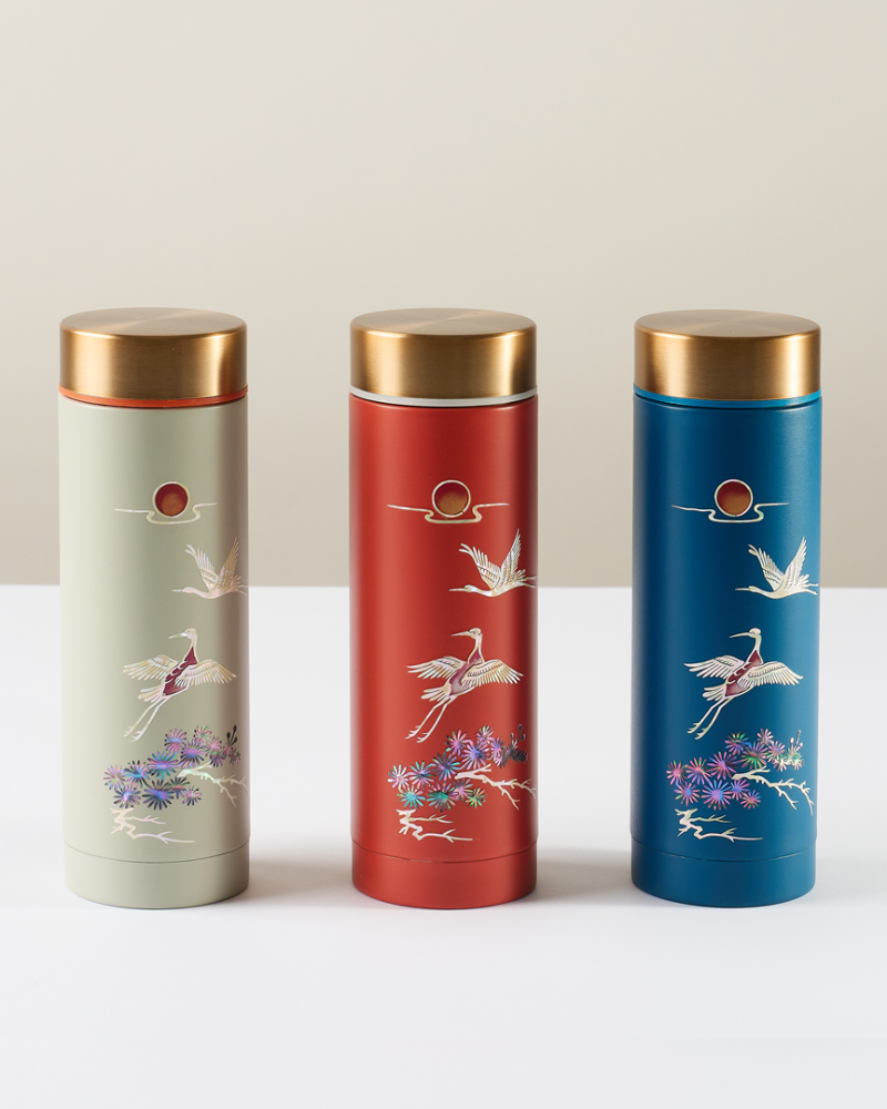 K-Heritage Mother-of-Pearl Color Tumbler - Pine and Crane (Songhak)