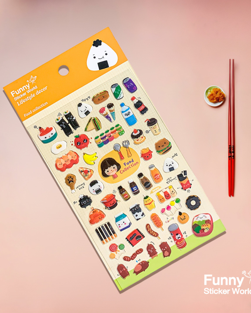 Food Collection 3 Epoxy Diary Deco Sticker 2 Sheets