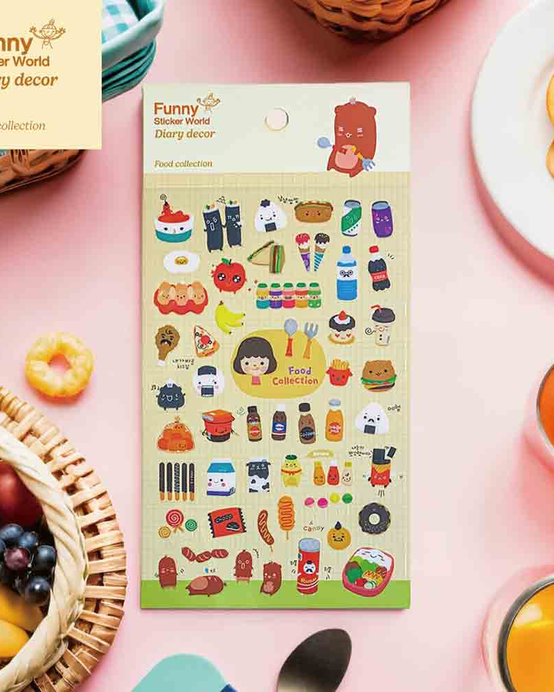Food Collection 3 PVC Diary Deco Sticker 2 Sheets