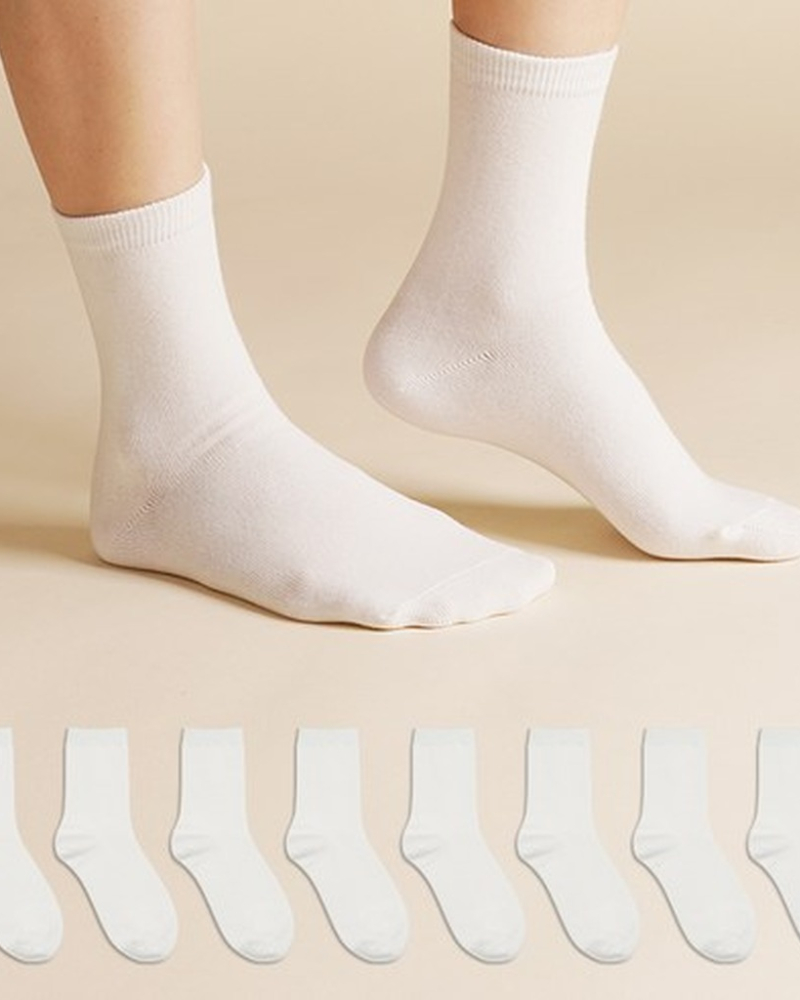 Sockpiens Women Premium Solid Socks 8 Pairs Set