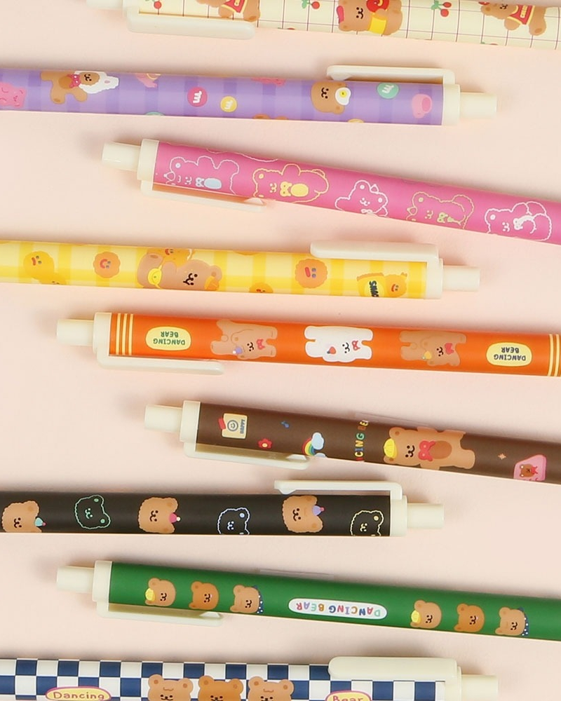Alternative view of PINKFOOT Dancing Bear Ballpoint Pen Set, 0.38mm, 10 Pieces, Mixed Colors