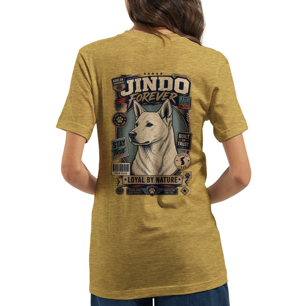 "Jindo dog forever" Premium Unisex Crewneck T-shirt | Bella + Canvas 3001