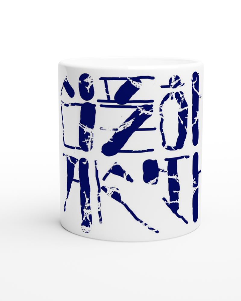 Alternative view of "Live Simply" Korean Calligraphy 11oz Ceramic Mug - White Glossy Coffee Cup with Colored Handle & Rim