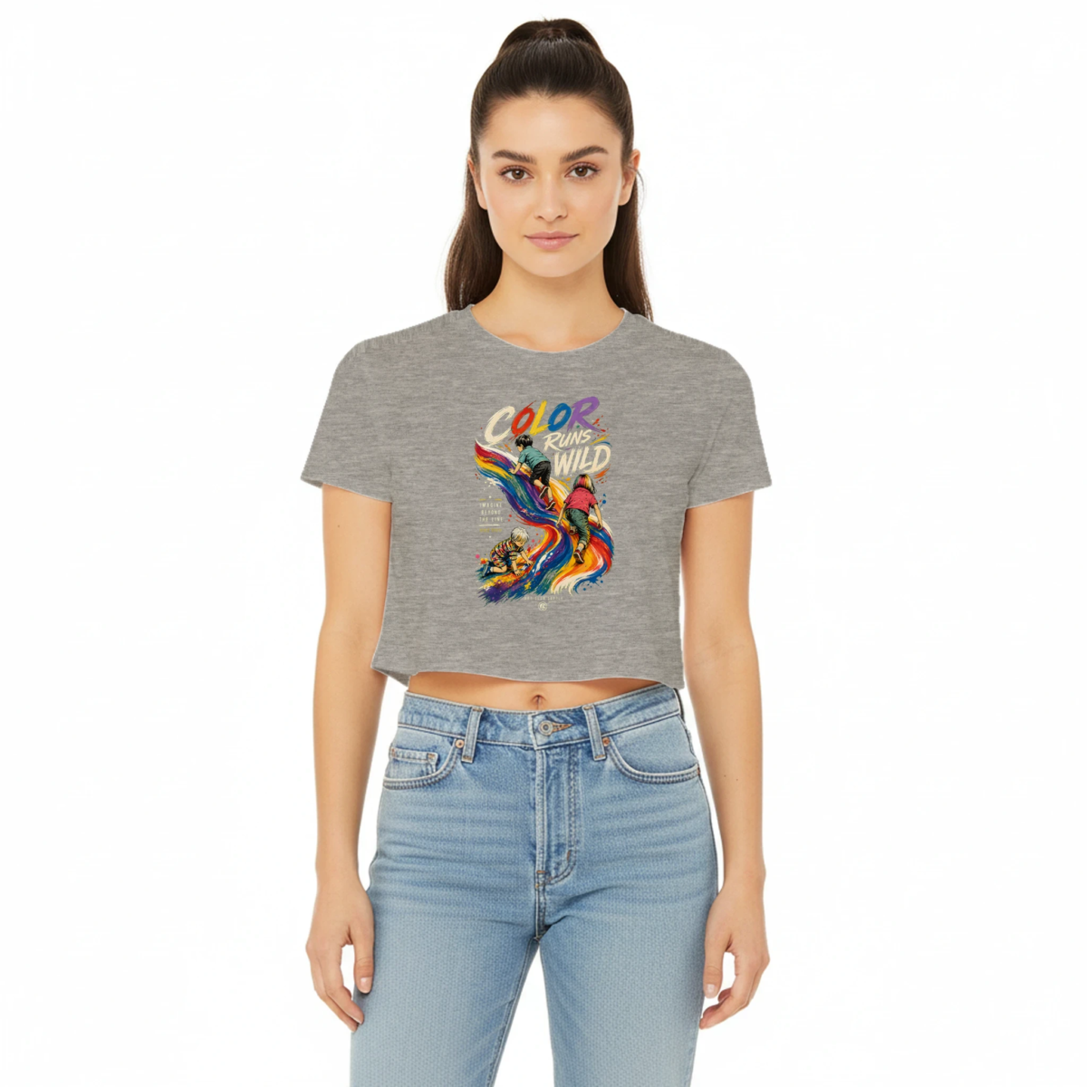 "Color" Women’s Crop Tee | Bella+Canvas 8882 Dusty Blue