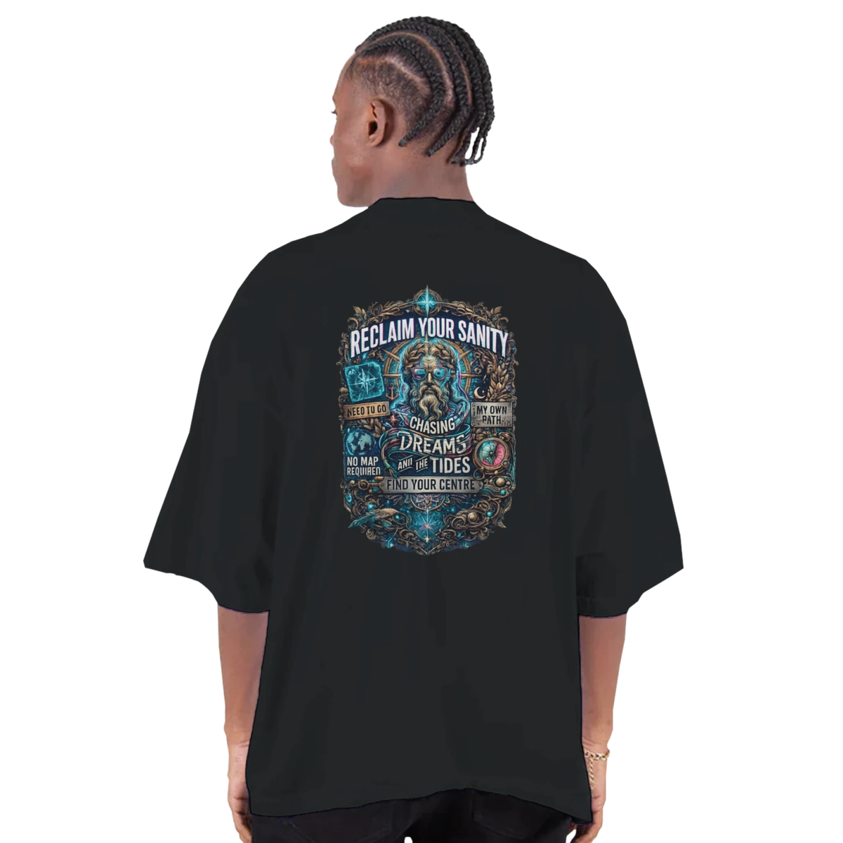 "Reclaim your sanity" Men's Oversized Drop-Shoulder Crewneck T-Shirt | Shaka Wear SHGDD