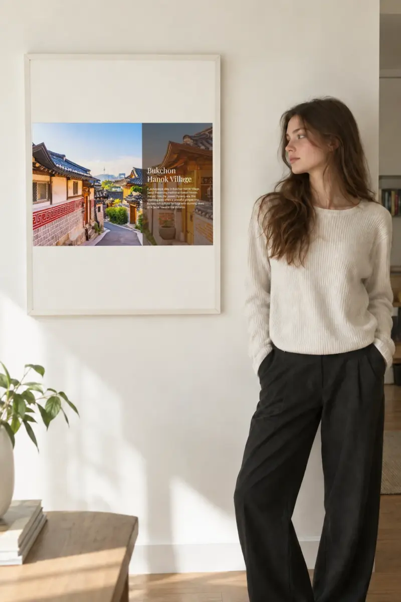 "Bukchon Hanok Village" Museum-Quality Matte Paper Metal Framed Poster 40x60 cm / 16x24″