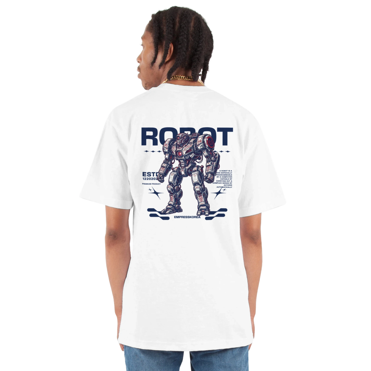 "Robot" Men's Oversized Heavyweight Crewneck T-Shirt | Shaka Wear SHMHSS