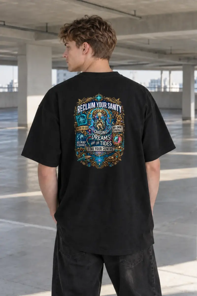 "Chasing Dreams And Tides" Men's Oversized Heavyweight Crewneck T-Shirt | Shaka Wear SHMHSS