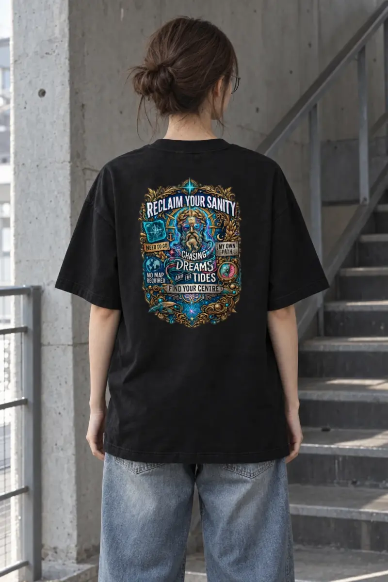 "Chasing Dreams And Tides" Men's Oversized Heavyweight Crewneck T-Shirt