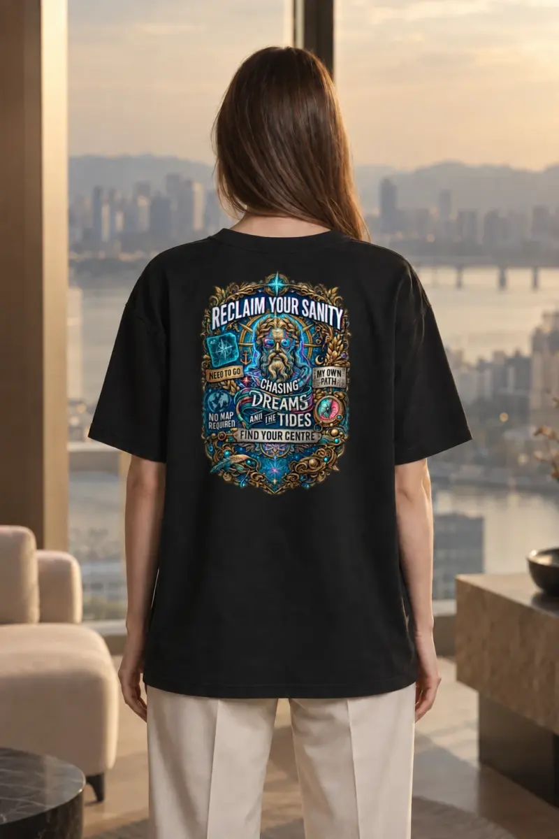"Chasing Dreams And Tides" Men's Oversized Heavyweight Crewneck T-Shirt | Shaka Wear SHMHSS