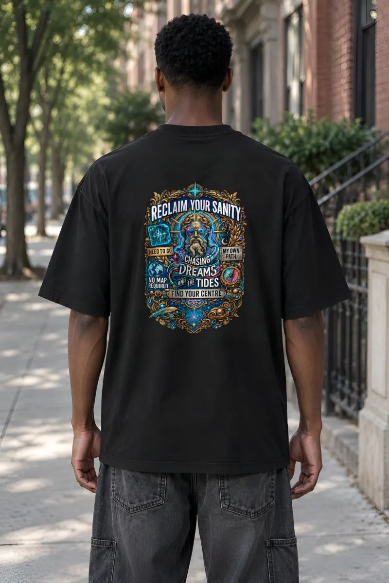"Chasing Dreams And Tides" Unisex Oversized Heavyweight Crewneck T-Shirt