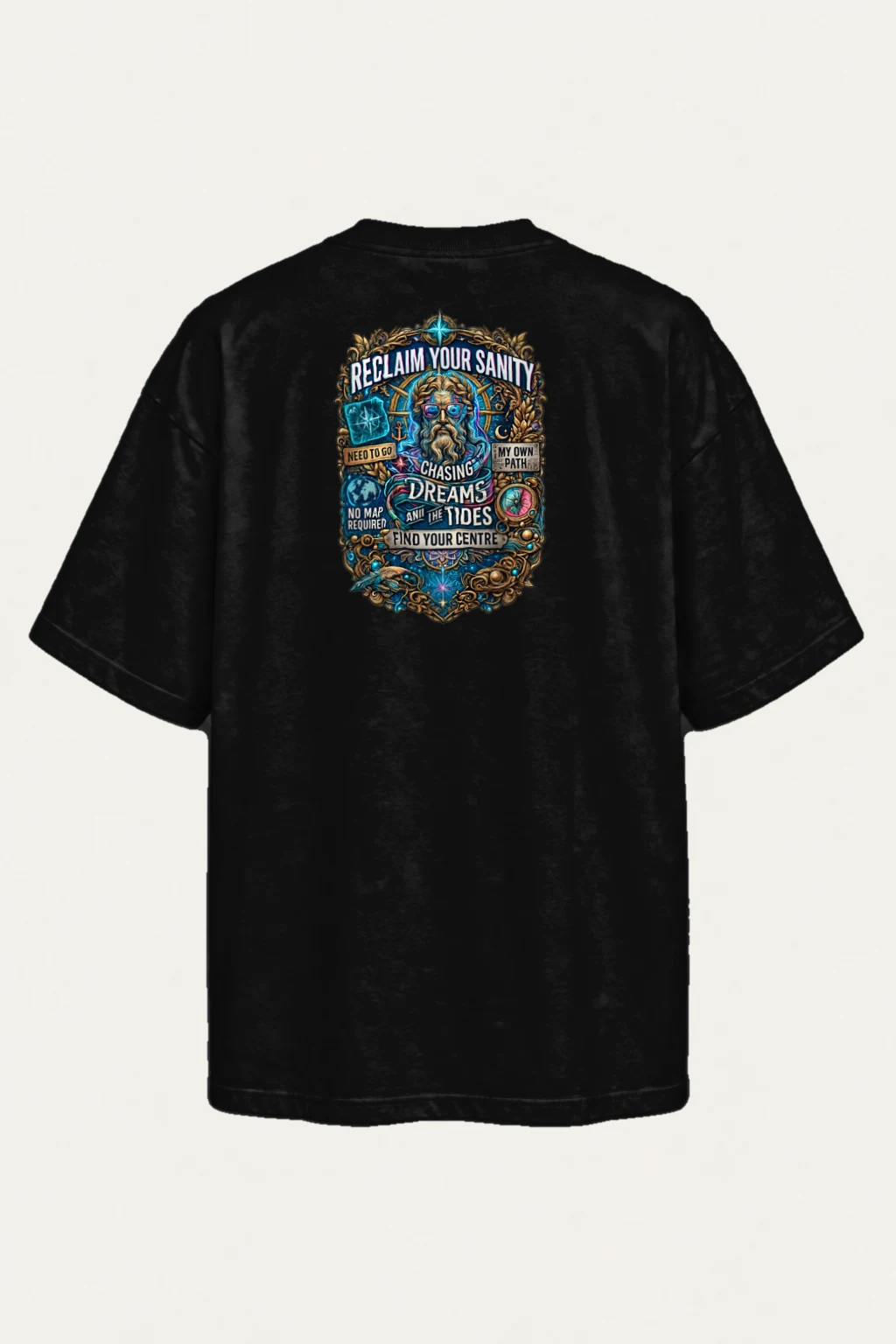 "Chasing Dreams And Tides" Men's Oversized Heavyweight Crewneck T-Shirt | Shaka Wear SHMHSS