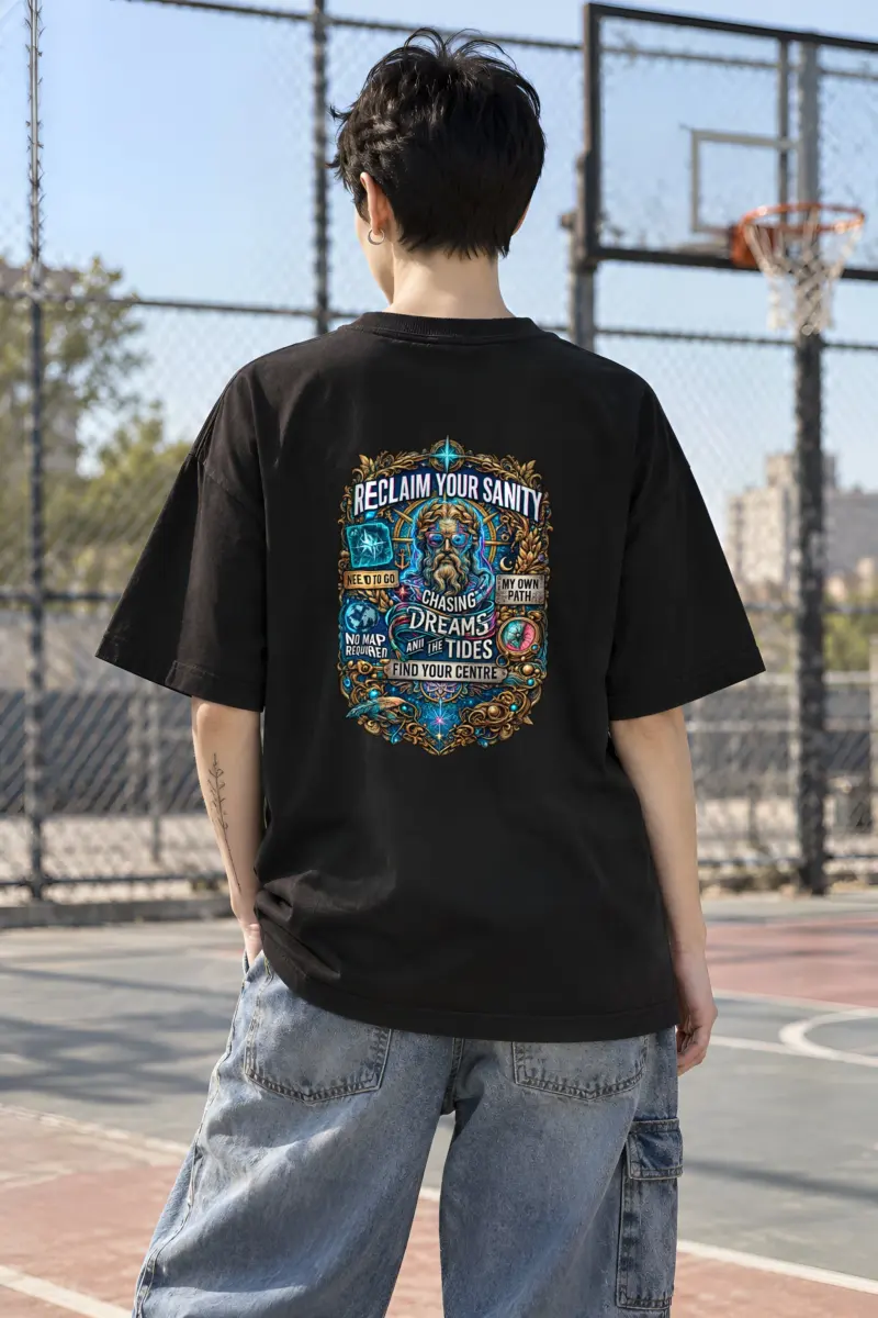"Chasing Dreams And Tides" Unisex Oversized Heavyweight Crewneck T-Shirt