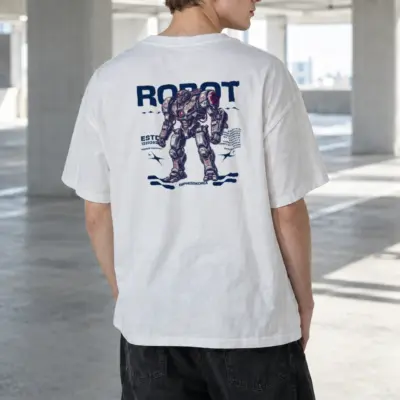 “Robot” Men's Oversized Heavyweight Crewneck T-Shirt | Shaka Wear SHMHSS