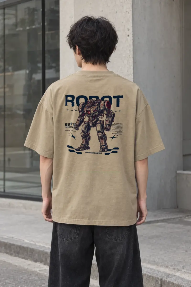 "Robot" Men's Oversized Heavyweight Crewneck T-Shirt