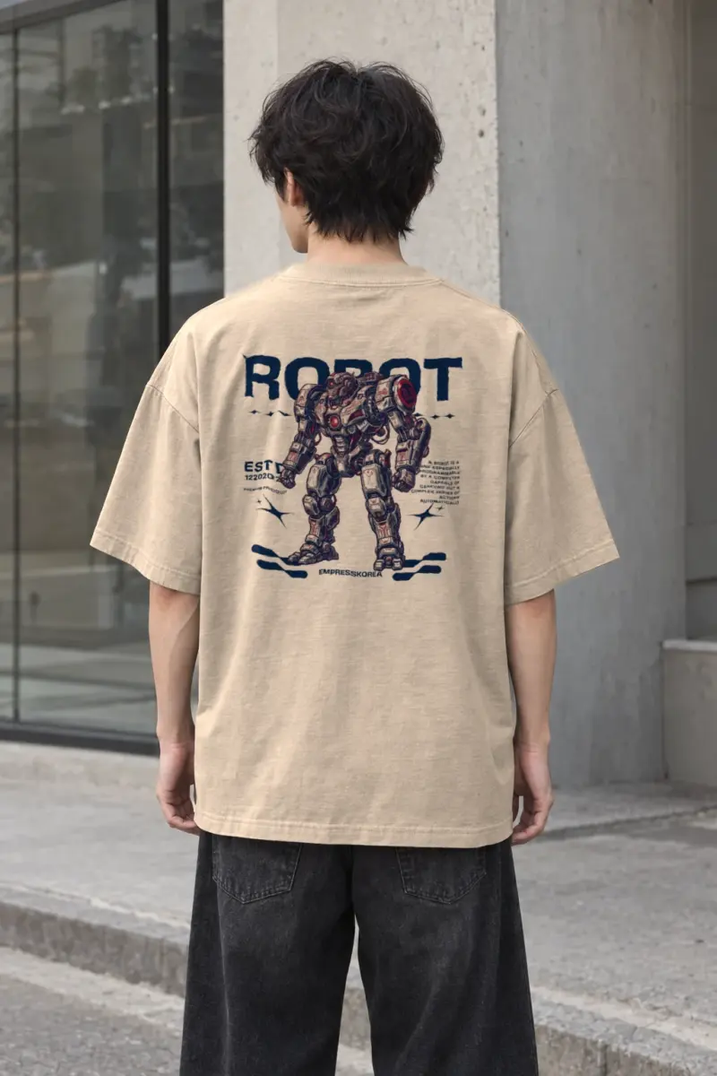 "Robot" Men's Oversized Heavyweight Crewneck T-Shirt