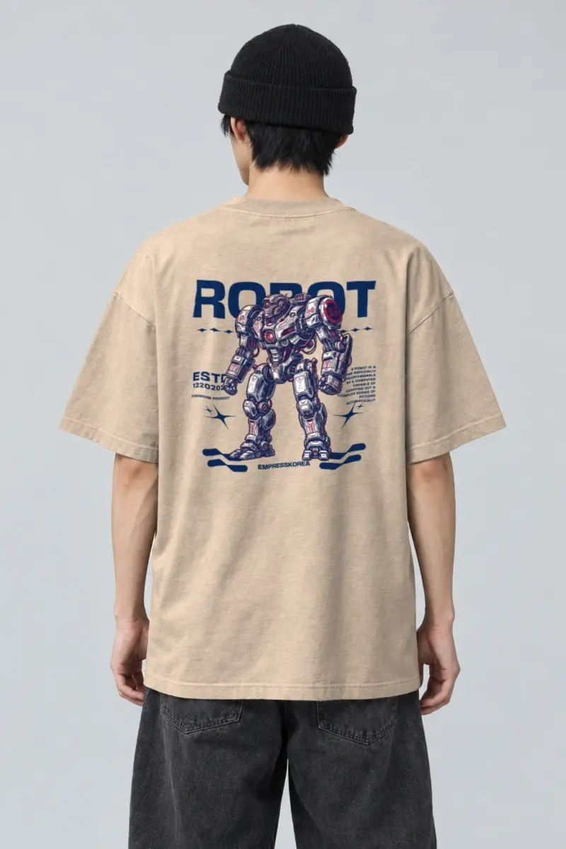 "Robot" Men's Oversized Heavyweight Crewneck T-Shirt