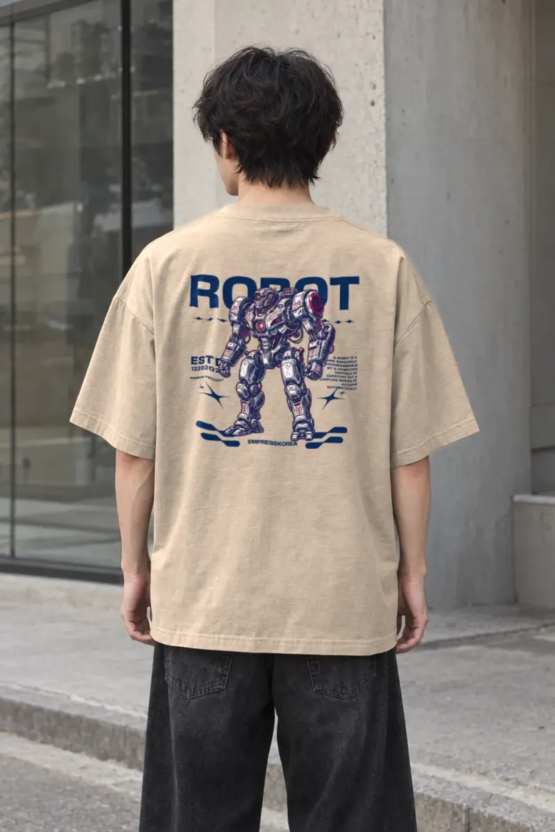 "Robot" Men's Oversized Heavyweight Crewneck T-Shirt